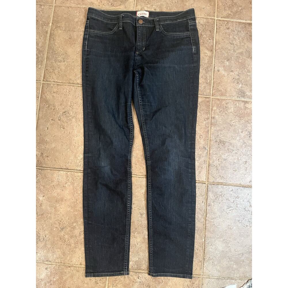 Lands End 30 Stretch Canvas Dark Blue Lightweight Super Skinny Denim Ankle Jeans